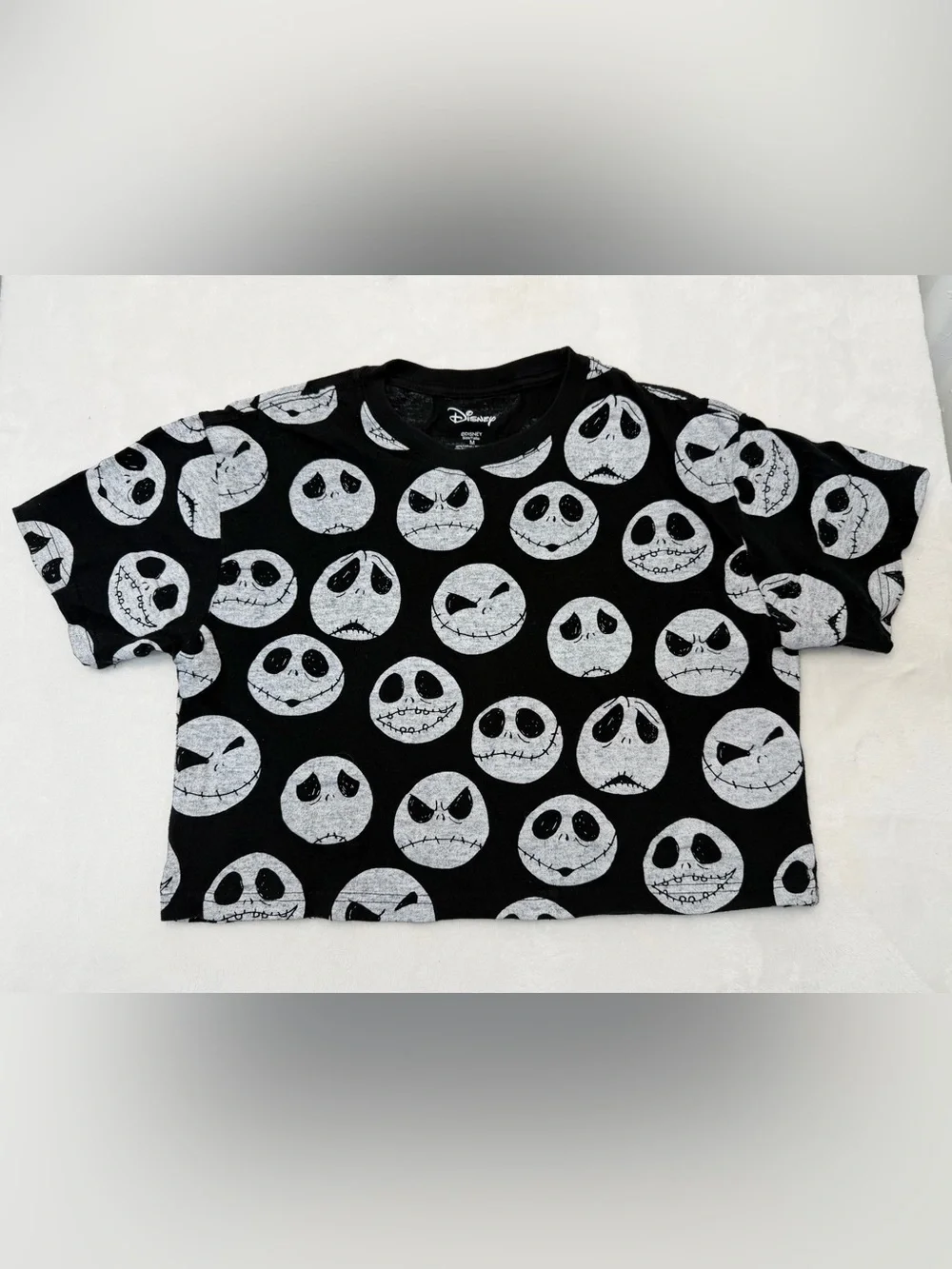 Disney Nightmare Before Christmas Jack Skellington Crop Top Shirt Size M Black